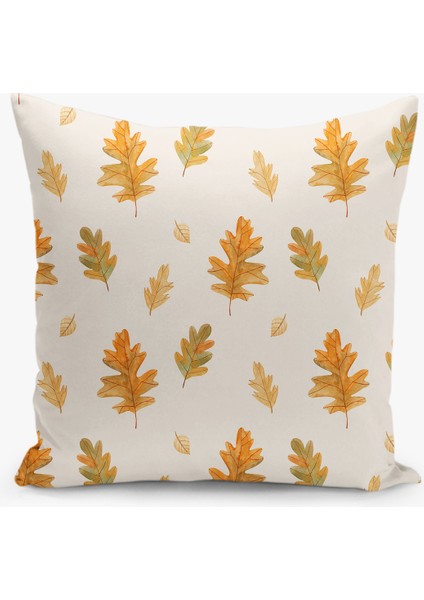 Çift Taraflı Dijital Baskı Kırlent Kılıfı Sonbahar / Yaprak Desenli