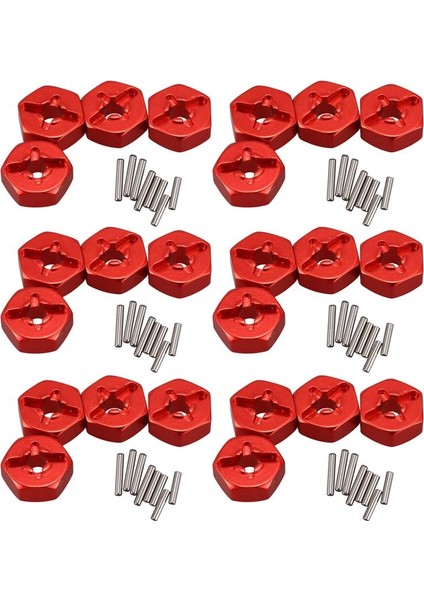 24x Alüminyum Alaşım 12mm Birleştirici Tekerlek Hub Hex Adaptör Wltoys için Yükseltmeler 144001 1/14 RC Araç Yedek Parçaları Kırmızı (Yurt Dışından)