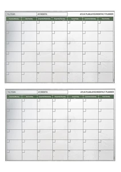 Manyetik Yapışkanlı Bir Aylık Program Planlayıcı Takvim 85X56 cm modelleri