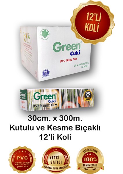 PVC Streç Film 30 cm. x 300 m. (12'li Koli)