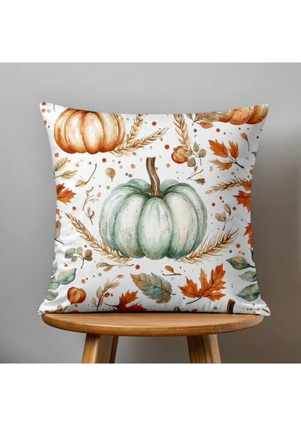 Çift Taraflı Dijital Baskı Kırlent Kılıfı Sonbahar / Kabak Desenli fiyatları