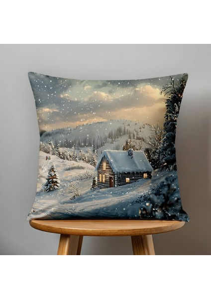 Çift Taraflı Dijital Baskı Kırlent Kılıfı Yılbaşı / Kış Manzarası / Christmas Desenli fiyatları