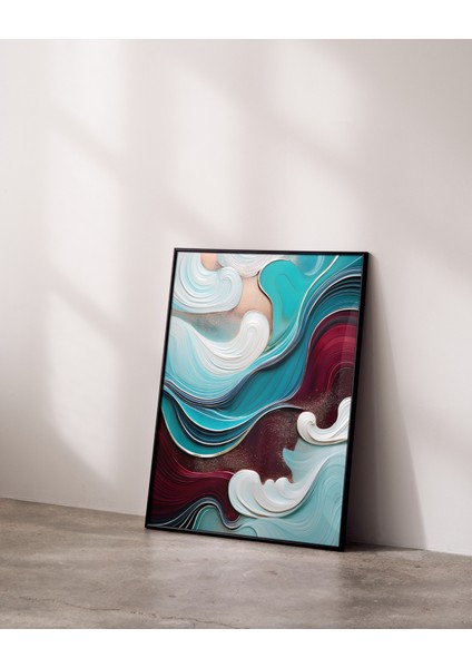 Metal Çerçeveli Gerçek Camlı Tablo, Soyut Dalga Temalı Dijital Baskılı Tablo,ev,ofis Dekorasyon fiyatları