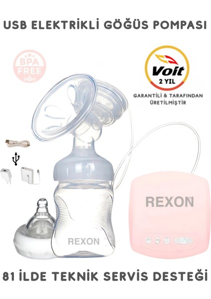 USB Elektrikli Göğüs Pompası Masaj ve Biberon Özellikli 9 Faklı Mod Süt Sağma Pompası