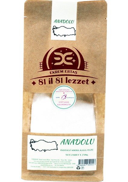 Anadolu Çankırı Öğütülmüş Kaya Tuzu İnce 500G