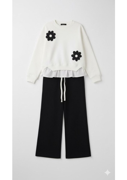 Kız Triko Çiçek Detaylı Etek Dokuma Poplin Takım fiyatları