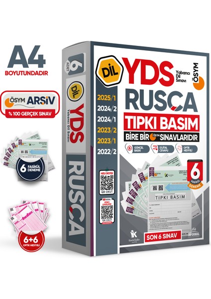 Karakutu Yayınları 2025 Yds Rusça Ösym Tıpkı Basım Çıkmış Soru Deneme Paketi 6lı Fasikül Seti
