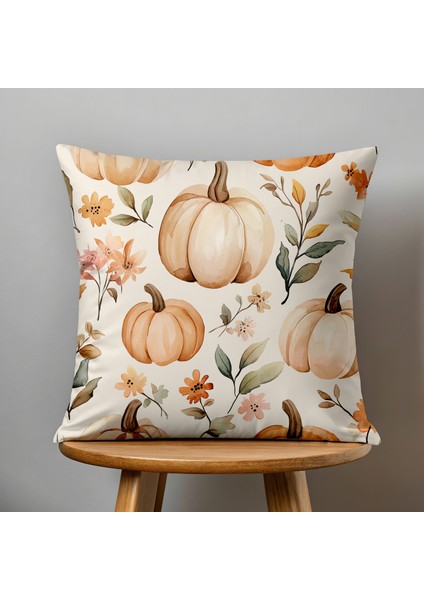 Çift Taraflı Dijital Baskı Kırlent Kılıfı Sonbahar / Kabak Desenli fiyatları