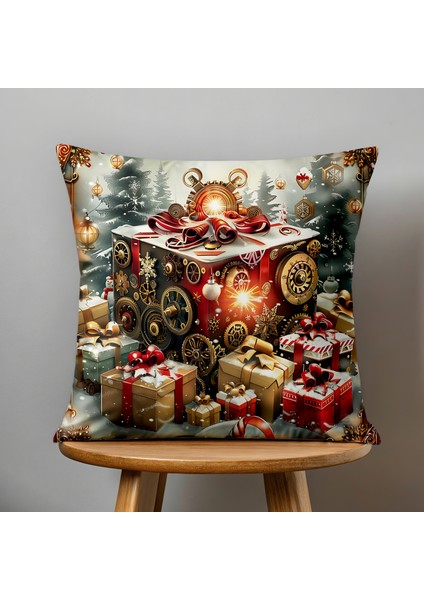 Çift Taraflı Dijital Baskı Kırlent Kılıfı Yılbaşı / Kış Manzarası / Christmas Desenli fiyatları