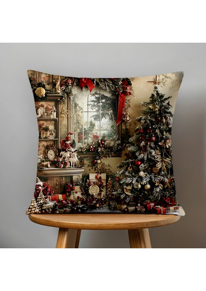 Çift Taraflı Dijital Baskı Kırlent Kılıfı Yılbaşı / Kış Manzarası / Christmas Desenli fiyatları