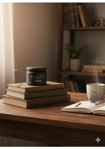 Black Series – Black Marble Amber Kokulu Mum (250GR) Doğal Vegan Soya Wax | Ahşap Fitil | Özel Siyah Mermer Desenli Cam Kavanoz fırsatları