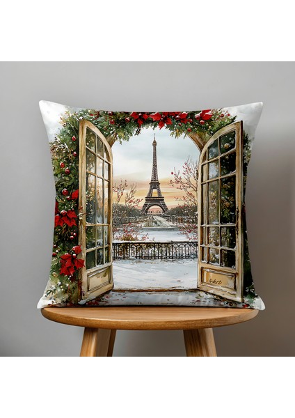 Çift Taraflı Dijital Baskı Kırlent Kılıfı Yılbaşı / Kış Manzarası / Christmas Desenli fiyatları