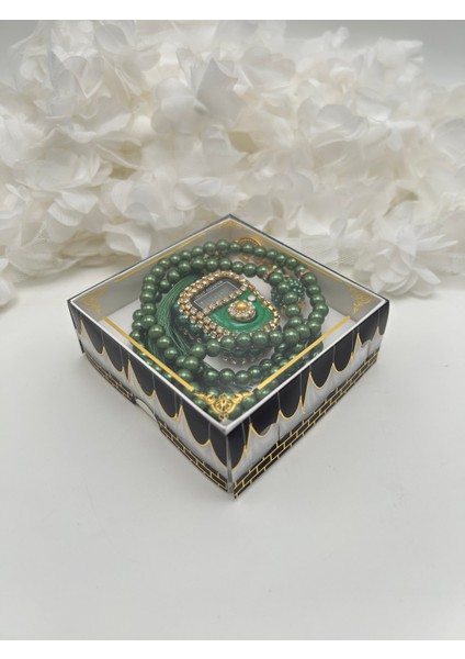 Hediyelik Taşlı Zikirmatik ve Tesbih Seti Kutulu