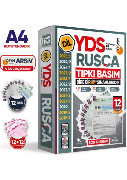 Karakutu Yayınları 2026 Yds Rusça Ösym Tıpkı Basım Çıkmış Soru Deneme Paketi 12LI Fasikül Seti