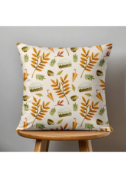 Çift Taraflı Dijital Baskı Kırlent Kılıfı Sonbahar / Yaprak Desenli fiyatları