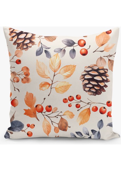 Çift Taraflı Dijital Baskı Kırlent Kılıfı Sonbahar / Yaprak Desenli