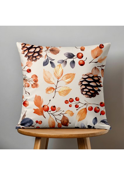 Çift Taraflı Dijital Baskı Kırlent Kılıfı Sonbahar / Yaprak Desenli fiyatları