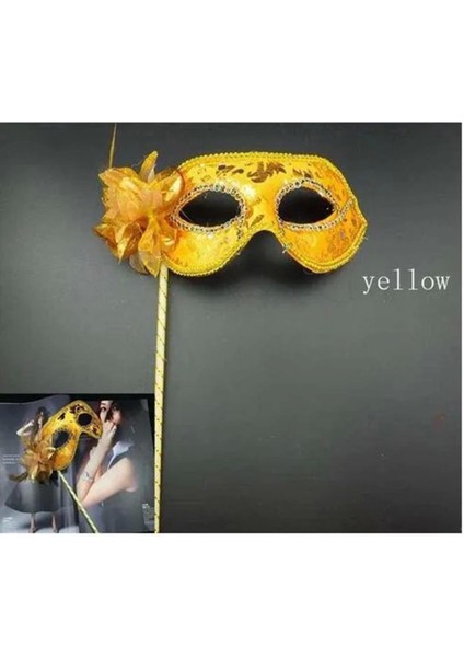 Bfs Lüks Taşlı Saplı Maskeli Balo Maskesi Altın Renk 35 cm fırsatları
