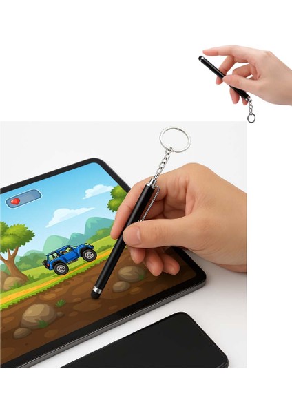 Touchpen Kalem Anahtarlık Dokunmatik Uç Küçük Kalem (Telefon Tablet Vb. Dokunmatik Ekran Kalemi)