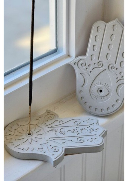 Gri Havva'nın Eli Bereket Eli Tütsülük Dekoratif Beton 2’li Set