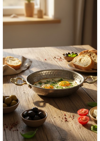 Pirinç Kulplu Çelik Otantik Sahan, El Dövme Desenli, Sos,Yumurta ve Sucuk Tavası 13 cm modelleri