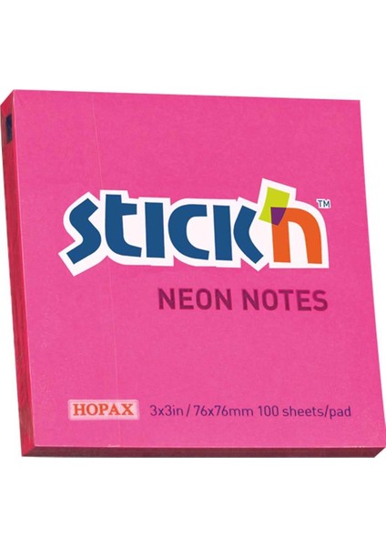 Stıckn Yapışkanlı Not Kağıdı 100 Yp 76X76 Fosforlu Pembe HE21165