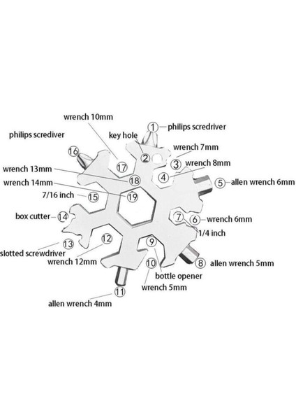 19 In 1 Çok Fonksiyonlu Çelik Alyan Tornavida Açacak Kar Tanesi Anahtarlık indirimleri