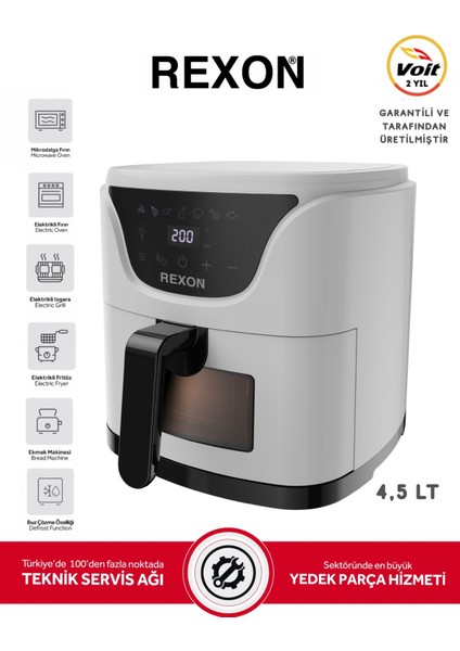 Airfryer Yağsız Fritöz 4,5 Litre Airfryer Dijital Ekran 360 Akıllı Pişirme Geniş Hacim Izleme Penceresi