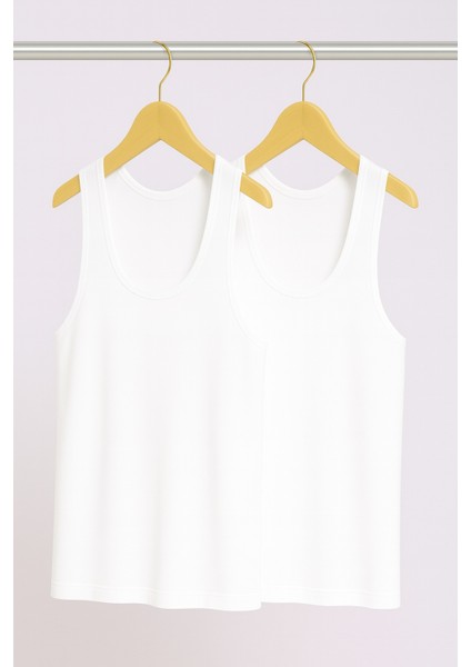 Erkek Likralı Bambu Beyaz 2'li Atlet Wİ2K7L1K9K.2L