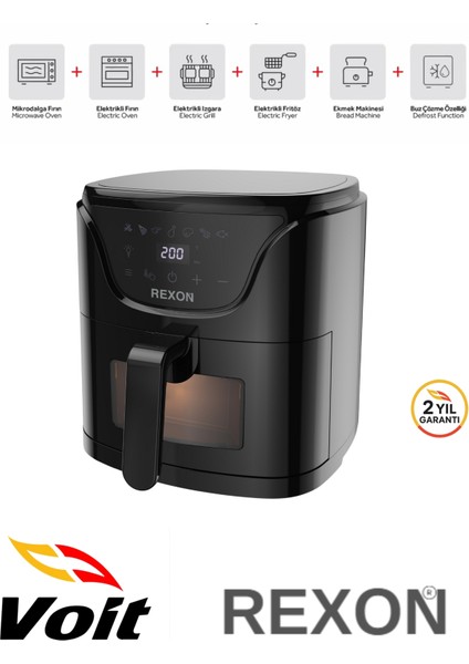 Airfryer Yağsız Fritöz 4,5 Litre Airfryer Dijital Ekran 360 Akıllı Pişirme Geniş Hacim Izleme Penceresi fiyatları