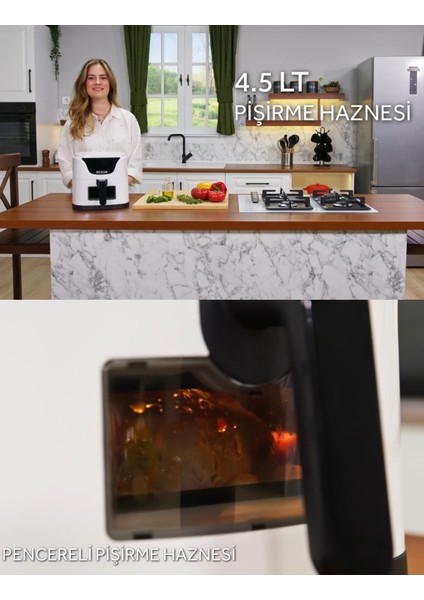Airfryer Yağsız Fritöz 4,5 Litre Airfryer Dijital Ekran 360 Akıllı Pişirme Geniş Hacim Izleme Penceresi modelleri