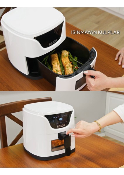 Airfryer Yağsız Fritöz 4,5 Litre Airfryer Dijital Ekran 360 Akıllı Pişirme Geniş Hacim Izleme Penceresi