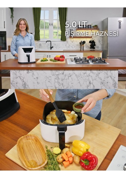 Air Fryer Yağsız Fritöz 5 Litre Geniş Hacim Airfryer Dijital Ekran Akıllı Pişirme Yapışmaz Zemin fırsatları