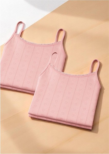 Kadın %100 Pamuklu Jakarlı Yumuşak Kumaş Pudra Ip Askılı 2'li Atlet Wİ3K13LK4E