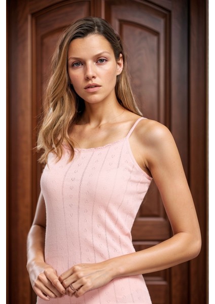 Kadın %100 Pamuklu Jakarlı Yumuşak Kumaş Pudra Ip Askılı 2'li Atlet Wİ3K13LK4E modelleri