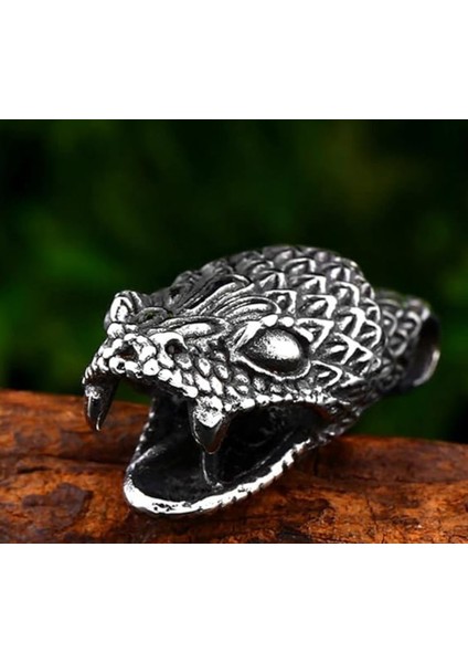 Sevgiliye Hediye Erkek Takı Seti Ikili Kombin Deri Bileklik ve Yılan Başlı Çelik Kolye modelleri