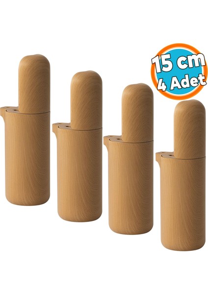Mobilya Kanepe Koltuk Baza Yükseltme Ayağı Kayın Bej Renk Sert Plastik Ayak 15 cm 4 Adet