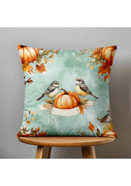 Çift Taraflı Dijital Baskı Kırlent Kılıfı Sonbahar / Kabak Desenli fiyatları