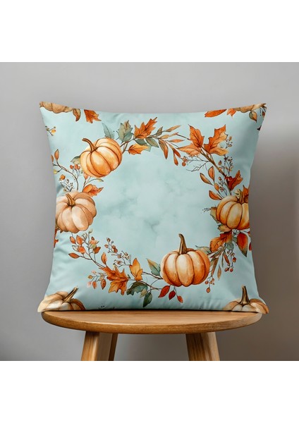 Çift Taraflı Dijital Baskı Kırlent Kılıfı Sonbahar / Kabak Desenli fiyatları