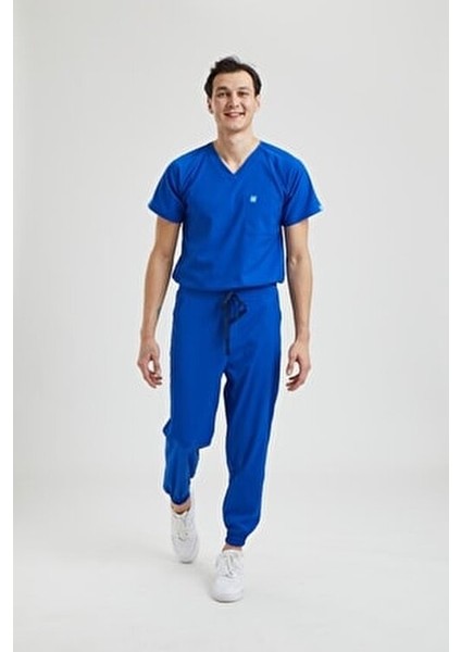 Likralı Dinamik Jogger Takım Royal Mavi Erkek Doktor ve Hemşireler İçin Konforlu indirimleri