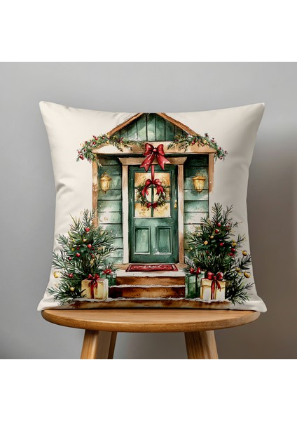 Çift Taraflı Dijital Baskı Kırlent Kılıfı Yılbaşı / Kış Manzarası / Christmas Desenli fiyatları