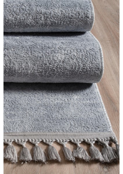 Violet Koleksiyonu Yıkanabilir Kaymaz Taban Salon,oturma Odası,mutfak,antre,koridor Halısı Gri