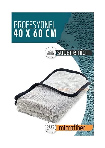 Bfs Çift Yüzeyli Profesyonel Microfiber Havlu - Süper Emici Temizlik Bezi 40 x 60 cm