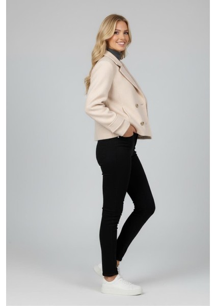 Kadın Kruvaze Kısa Kaban M4857 Ekru fırsatları