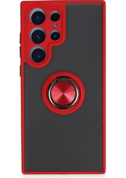 Samsung Galaxy S23 Ultra Kılıf Montreal Yüzüklü Silikon Kapak - KIRMIZI-(579 - N133J490-M28