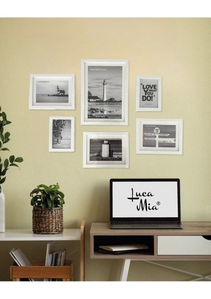6 Parça Ahşap Resim Çerçeve Seti - Beyaz