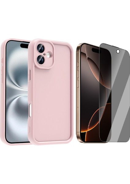 iPhone 16 Plus Kılıf Kamera Korumalı Zore Ananas Kapak + Hayalet Ekran Koruyucu