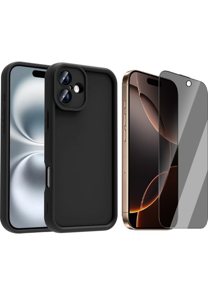 iPhone 16 Plus Kılıf Kamera Korumalı Zore Ananas Kapak + Hayalet Ekran Koruyucu