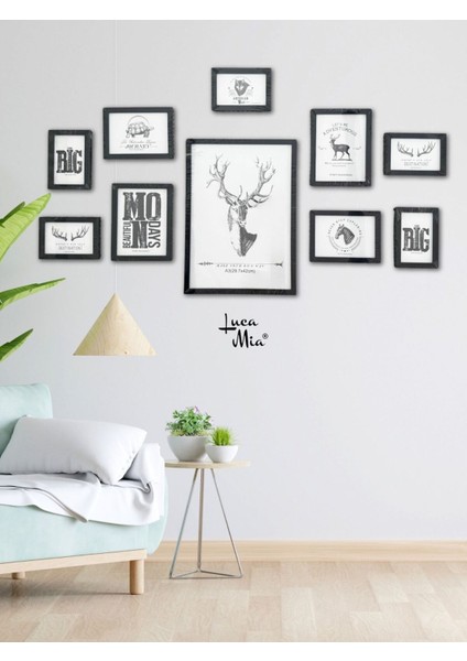10 Parça Ahşap Resim Çerçeve Seti - Siyah