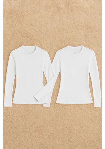 Kadın Pamuklu Likralı Uzun Kol Penye 2'li Atlet W6K0K2T3KA